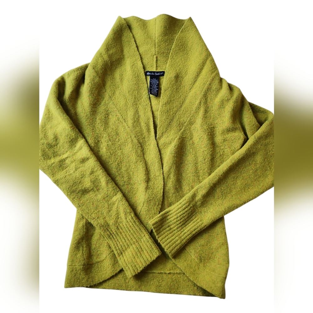 Alexandra Bartlett Women's Green Wool Blend Cardigan Sweater Cowl Neck Size S